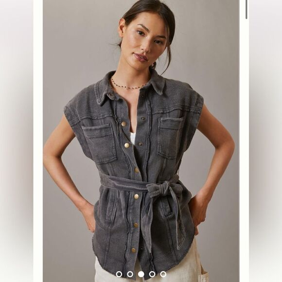 Anthropologie Pilcro Gray Belted Vest - Picture 9 of 13
